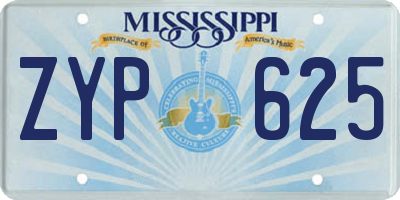 MS license plate ZYP625