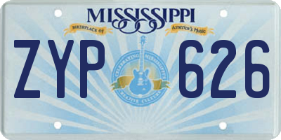 MS license plate ZYP626