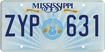 MS license plate ZYP631