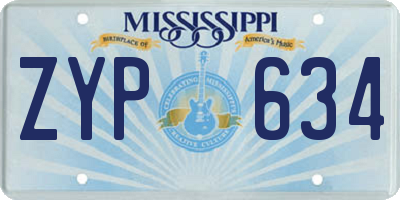 MS license plate ZYP634