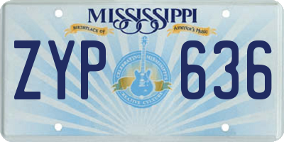 MS license plate ZYP636