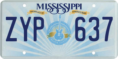MS license plate ZYP637