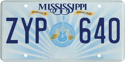 MS license plate ZYP640