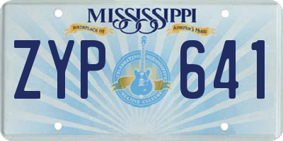 MS license plate ZYP641