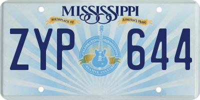 MS license plate ZYP644
