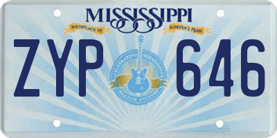 MS license plate ZYP646