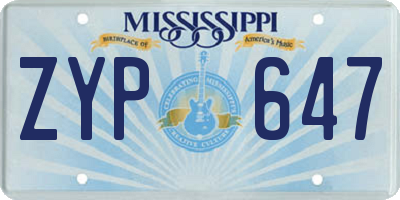MS license plate ZYP647