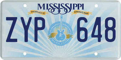 MS license plate ZYP648