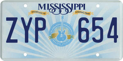 MS license plate ZYP654