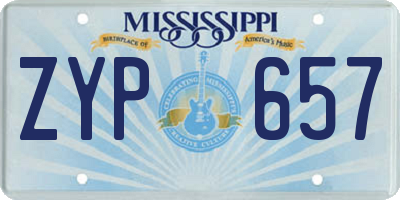MS license plate ZYP657