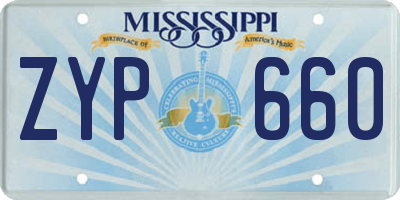 MS license plate ZYP660