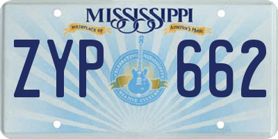 MS license plate ZYP662