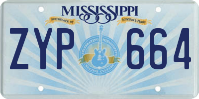 MS license plate ZYP664