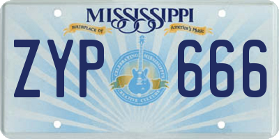 MS license plate ZYP666