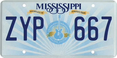 MS license plate ZYP667