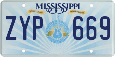 MS license plate ZYP669