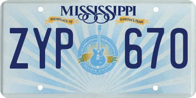 MS license plate ZYP670