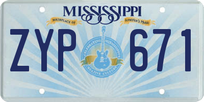 MS license plate ZYP671
