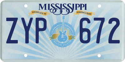 MS license plate ZYP672
