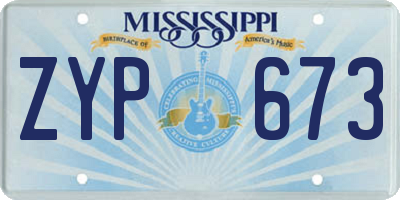 MS license plate ZYP673
