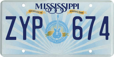 MS license plate ZYP674
