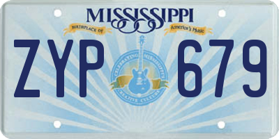 MS license plate ZYP679