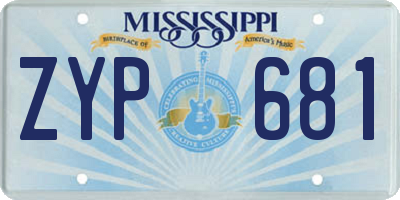 MS license plate ZYP681