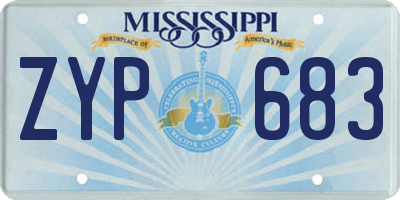 MS license plate ZYP683