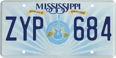 MS license plate ZYP684