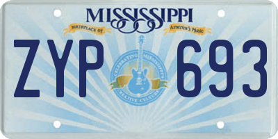 MS license plate ZYP693