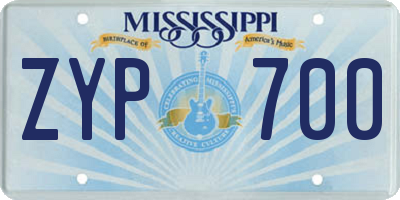 MS license plate ZYP700