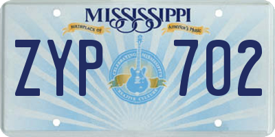 MS license plate ZYP702