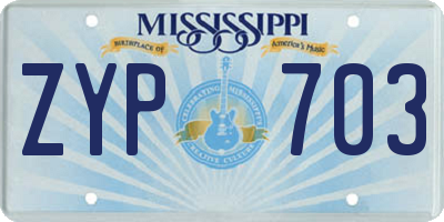 MS license plate ZYP703