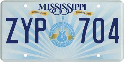 MS license plate ZYP704