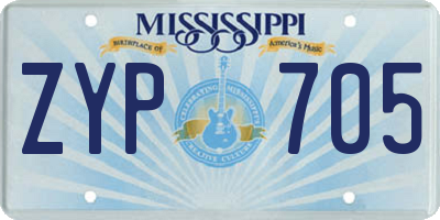 MS license plate ZYP705