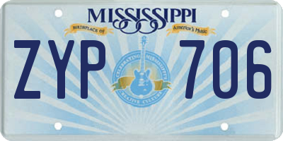 MS license plate ZYP706