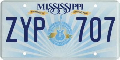 MS license plate ZYP707
