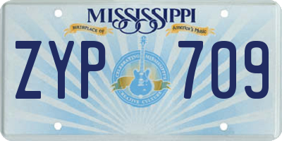 MS license plate ZYP709