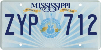MS license plate ZYP712