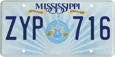MS license plate ZYP716
