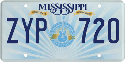 MS license plate ZYP720