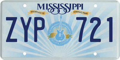 MS license plate ZYP721