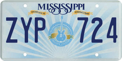 MS license plate ZYP724