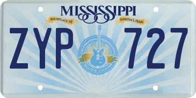 MS license plate ZYP727