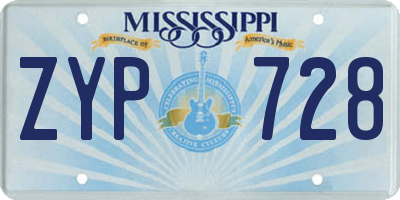 MS license plate ZYP728