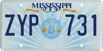 MS license plate ZYP731