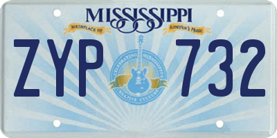 MS license plate ZYP732