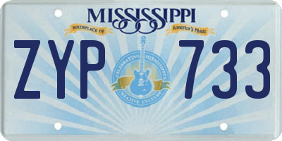 MS license plate ZYP733