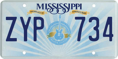 MS license plate ZYP734