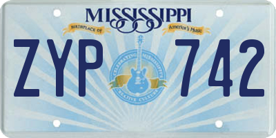 MS license plate ZYP742